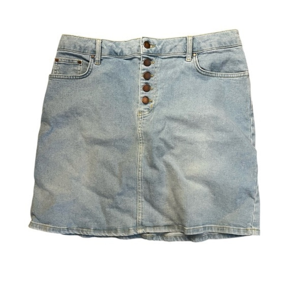 BODEN DENIM Light Wash Button Fly Jeans Skirt, 10